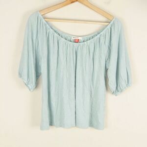 Marine Layer Aurora Hemp Cotton Blend Puff Sleeve Light Green Top Womens Sz S